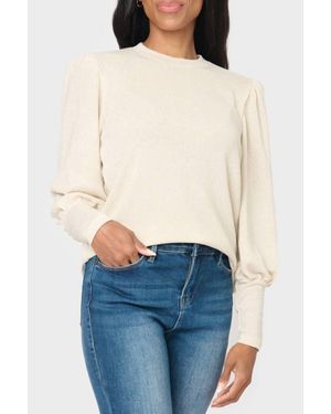 Gibsonlook Long Puff Sleeve Crew Neck Lurex Knit Top - Blue