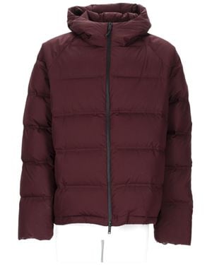 Monobi Puffer Jacket With Horizontal Quilting And High Collar - Purple