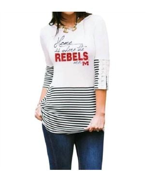 Gameday Couture Ole Miss Button-Lace Top - White