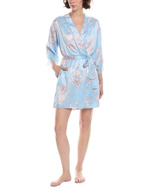 Flora Nikrooz 2Pc Printed Matte Charmeuse, Wrap & Cami Set - Blue
