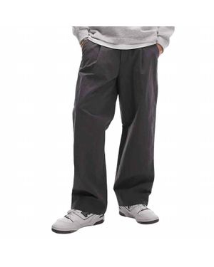 TOPMAN Wide Leg Paper Bag Pants - Gray