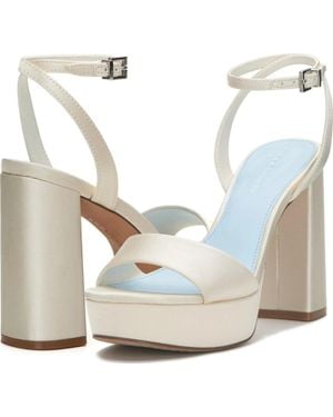 Vince Camuto Pendry Sandal Milk Leather Ankle Strap Block Heel Ham706 - White