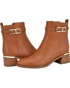 Calvin Klein Jallis Boots Dark Natural Almond Toe Dress Bootie Lion933 - Brown