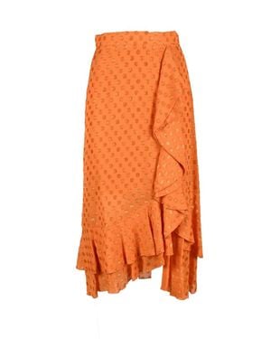 L'Autre Chose Midi Skirt With Asymmetrical Ruffle - Orange