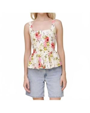 Avec Les Filles Peplum Hem Corset Square Neck Top - Multicolor