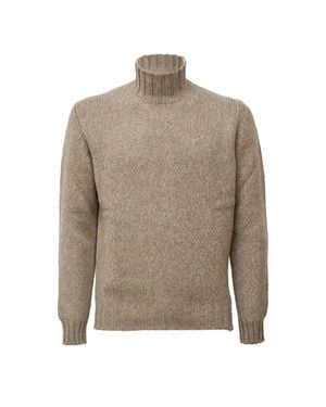Fedeli Collo Vulcano Onda Baby Alpaca Sweater - Brown