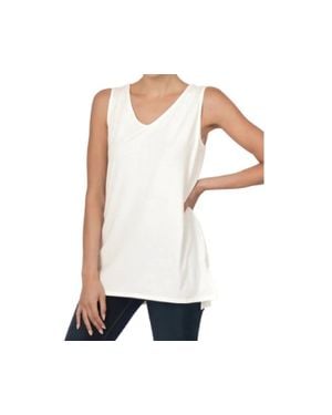 Zenana Sleeveless Side Slit Top - White