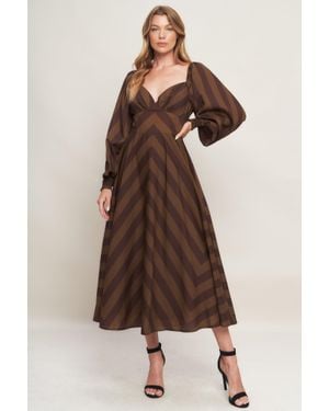 TRUEDAMES Goddess Flow Woven Midi Dress - Brown