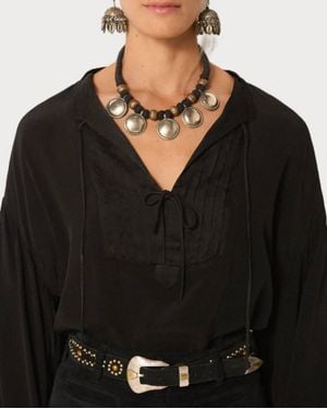 MAISON HOTEL Giovanni Pintucked Blouse - Black