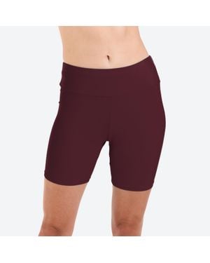 Calypsa High Waisted Mid-Thigh Swim Shorts - Red