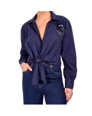 Cinq À Sept Marianna Crunchy Flower Blouse - Blue