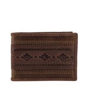 Red Dirt Hat Co. Genuine Leather Embossed Bi-Fold Wallet - Brown