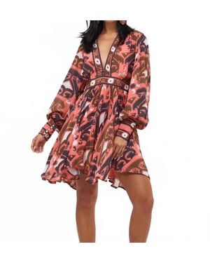 Oliphant V Neck Mini Dress - Red