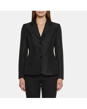 Emporio Armani Jacquard Single Breasted Blazer - Black
