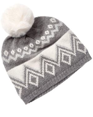 Hannah Rose Fairisle Cashmere Hat - Gray