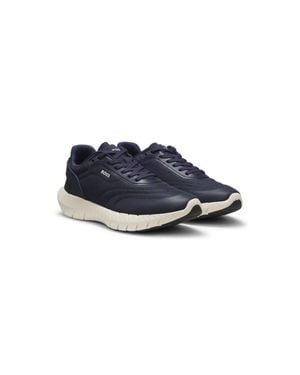 BOSS Running Sneakers With Leather Trims - Blue