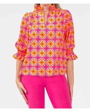 Gretchen Scott Ruffleneck Tunic Top - Pink