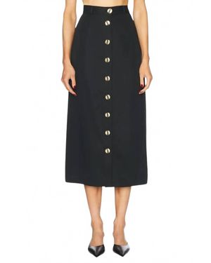 Matthew Bruch Button Front Midi Skirt - Black