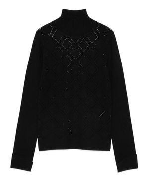 Blugirl Blumarine Fitted Sweater With Textured Diamond Pattern - Black