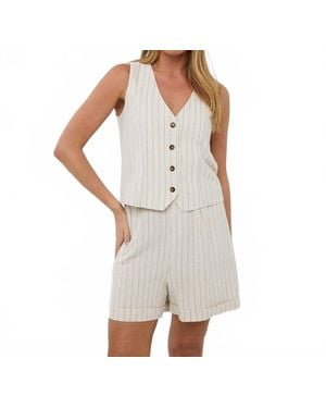 EsQualo Linen Stripe Gilet - Gray