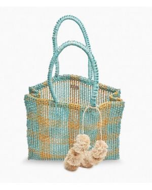 Kayu Straw Tote Bag - Blue