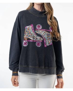 White Birch Skate Sequin Embellished Sweatshirt - Black