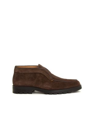 Santoni Suede Desert Boots With Rocker Sole - Brown