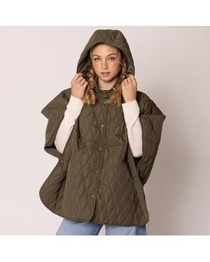 TRUEDAMES Wave Pattern Padded Cape - Brown