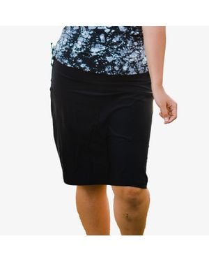 Calypsa Plus High Waisted Knee Length Swim Skirt With Attached Bike Shorts - Black