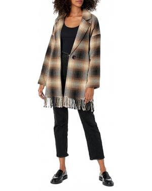 Karen Kane Plaid Fringe Trim Jacket - Black