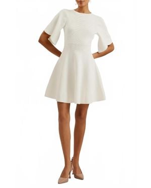 Ted Baker Oliviha Rib Knit Fit & Flare Mini Dress - Natural