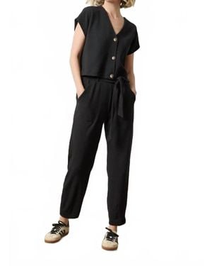 Lilla P Textured Belted Sweatpants - Black