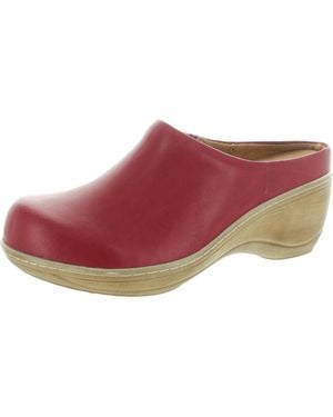Softwalk Madison Leather Solid Clogs - Red