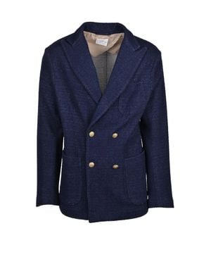 Ballantyne Double-Breasted Textured Virgin Wool-Blend Jacket - Blue