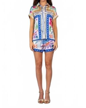 Lavender Brown Della Pull-On Shorts - Blue
