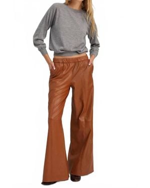 SPRWMN Stretch Leather Wide Leg Pants - Pink
