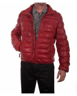 Scully Ribbed Leather Jacket - Red
