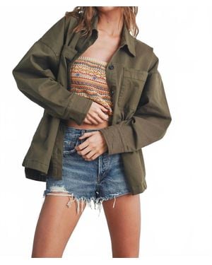 Buttermelon Fall Adjustable Waist Cotton Jacket - Green