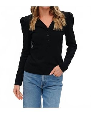 Six Fifty Emily Long Sleeve Ribbed Top - Black