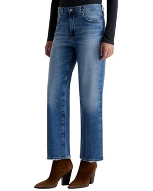 AG Jeans Brinley Crop-Mid Rise Straight Leg Jeans - Blue