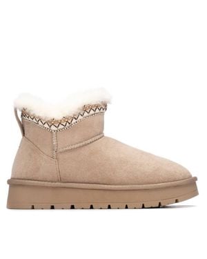 Xti Suede Comfort Ankle Booties By - Natural