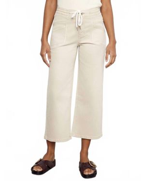 Charlie b Remarks Drawstring Wide Leg Twill Pants - Natural
