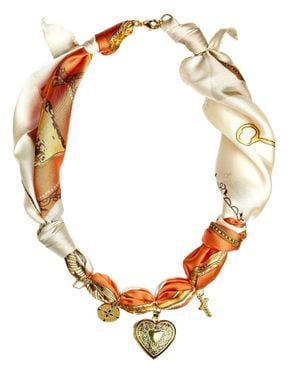 Lisi Lerch Lucky Clover Charms Scarf Necklace - Metallic