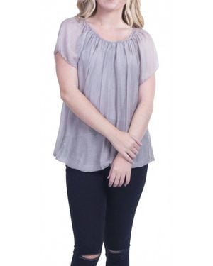 Gigi Moda Contadina Short Sleeve Blouse - Blue