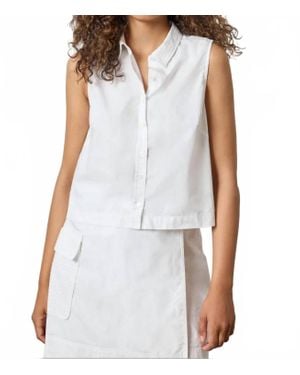 Lilla P Eyelet Collar Sleeveless Shirt - White