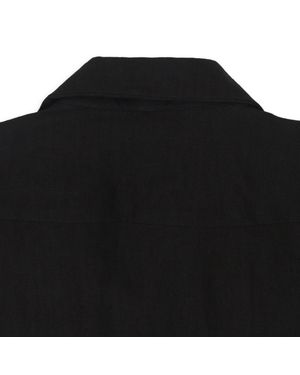 THE PACK Barrio Linen With Bone Buttons Button-Down Shirt - Black