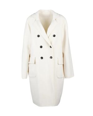 Eleventy Double-Breasted Reversible Wool Coat With Clean Lines - White