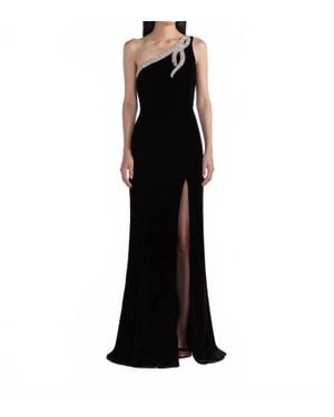 Saloni Justine B Serpentine Embroidered Maxi Dress - Black