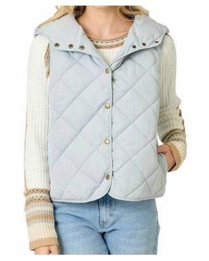 Mystree Quilted Puffer Hoodie Vest - Gray
