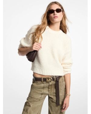 MICHAEL Michael Kors Michael Kors Ribbed Wool Blend Bouclé Sweater - Natural
